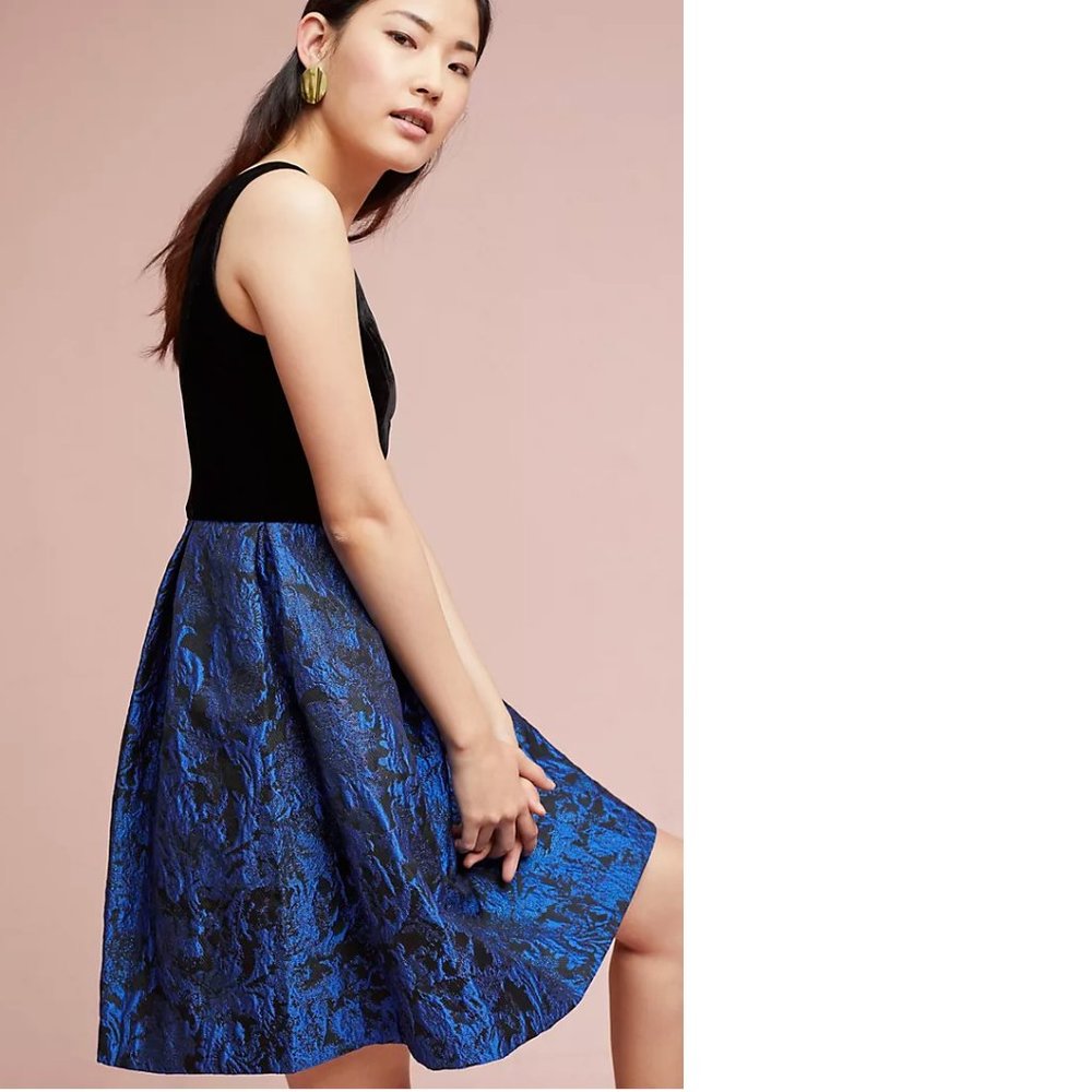 ANTHROPOLOGIE Velvet & Jacquard Dress size 0 new with tag - Picture 5 of 7